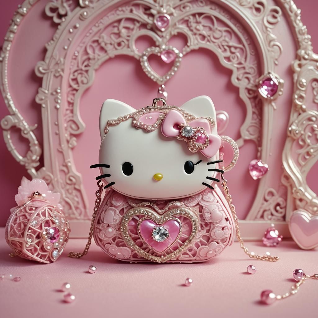 Hello Kitty with Crystal Purse in Cinematic Lighting