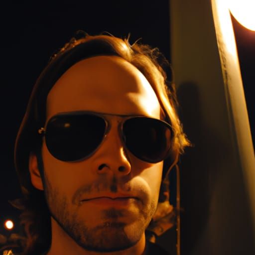 Nihilistic Man in Sunglasses Under Streetlight