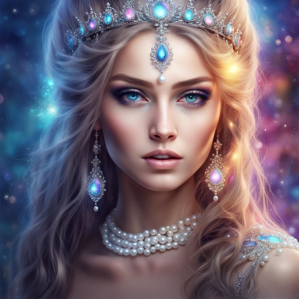 Fantasy Girl with Pearl Tiara in Digital Art