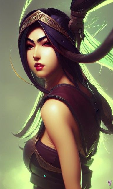Akali Portrait in Digital Art Style