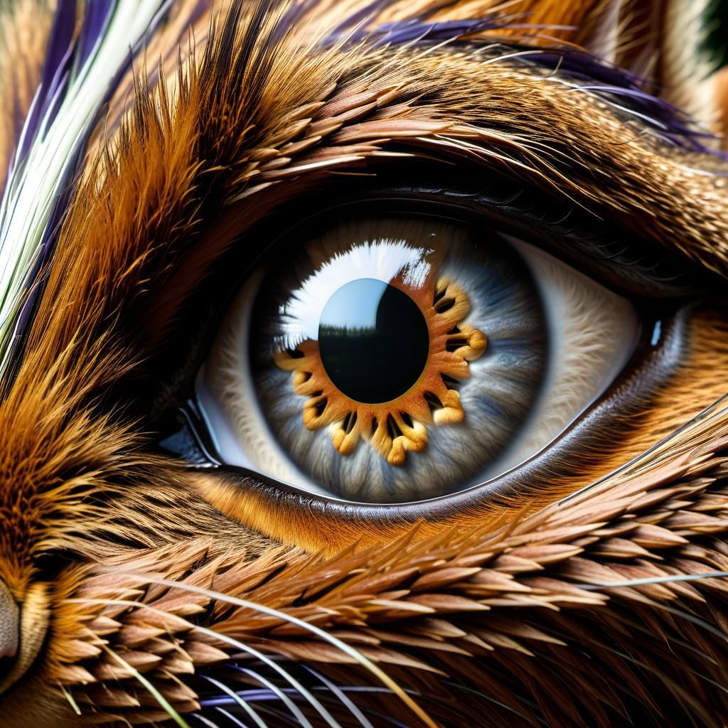 Squirrel Eye with Nut Collage Iris: Detailed Matte Painting