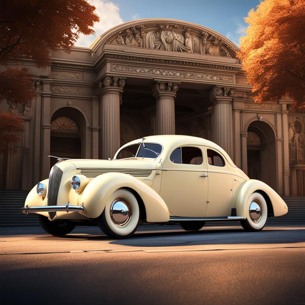 Art-Deco 1938 Cream Fastback at the Opera
