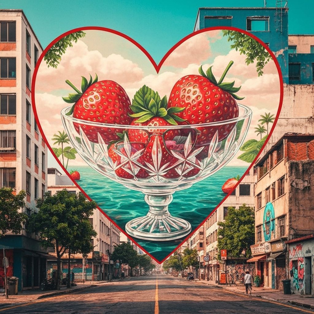 Heart Mural with Strawberries: Surreal Street Art