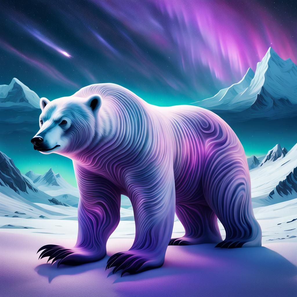 Hybrid Penguin-Polar Bear Under Cosmic Aurora