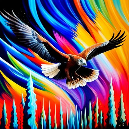 Wedge-Tailed Eagle Hunting, Graffiti Art Style