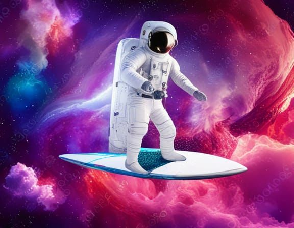 Astronaut Surfing a Vortex in Space