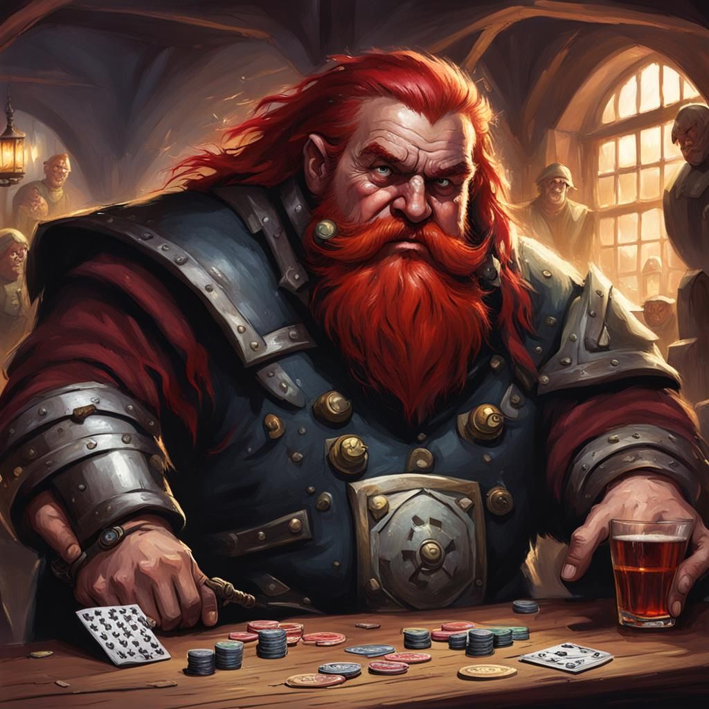 Sinister Fantasy Dwarf Playing at Pub