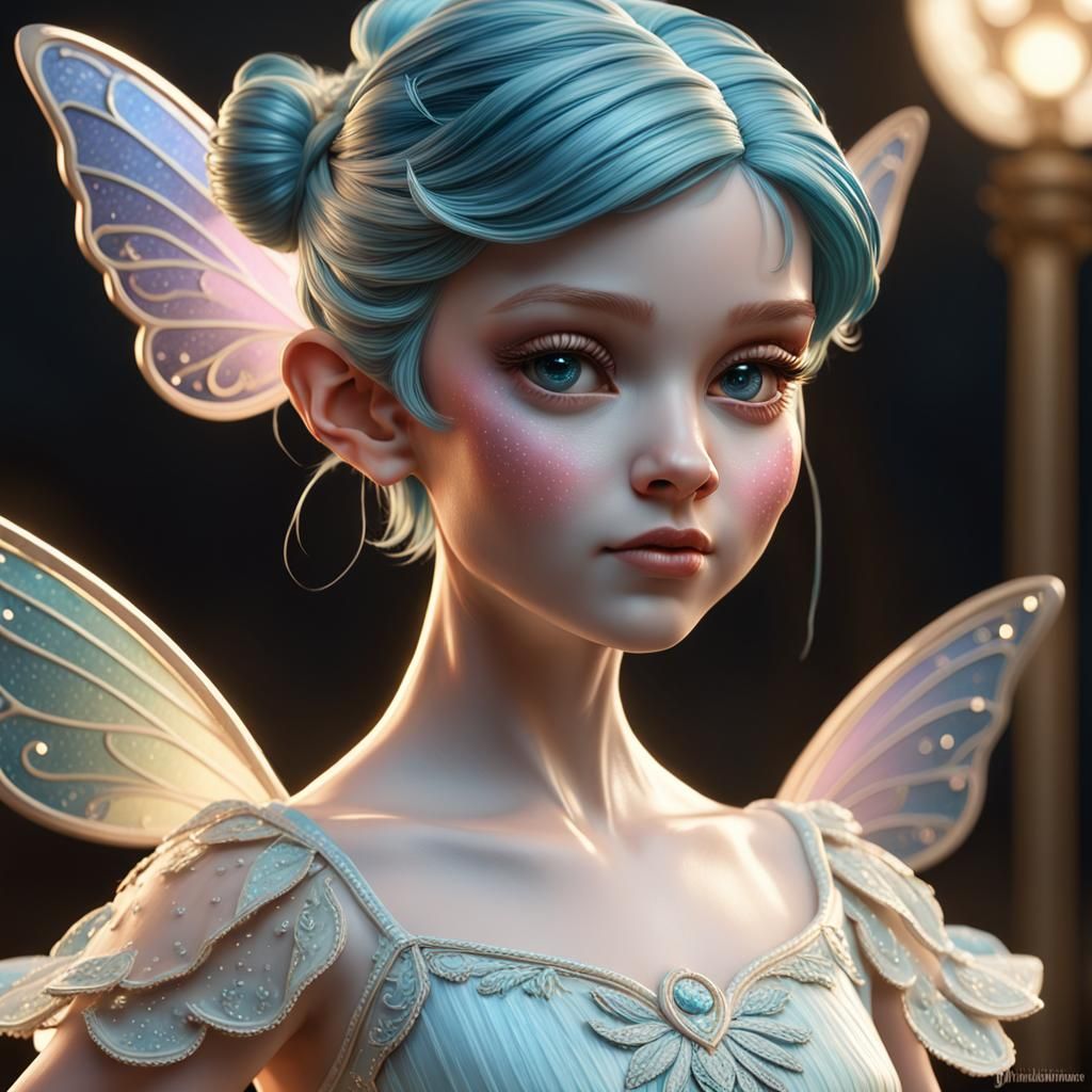 Porcelain Ballerina Pixie Doll Portrait in Detailed Digital ...