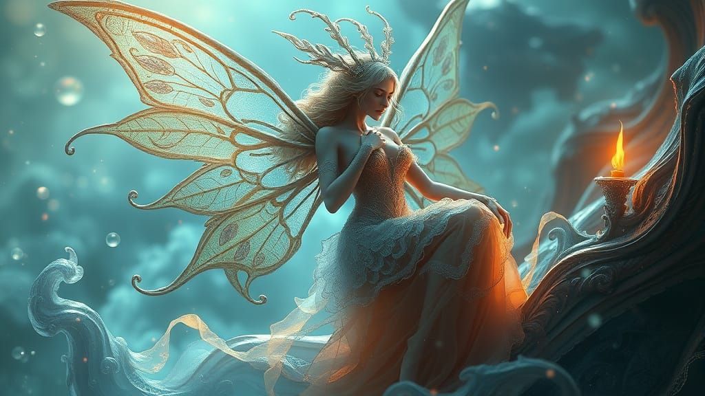 Ethereal Melusine Fairy in Enchanting Fantasy Landscape