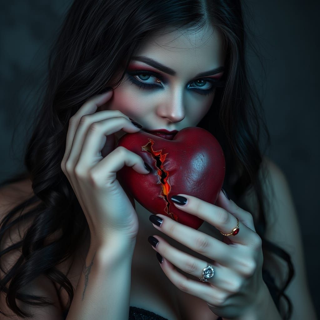 Fantasy Woman with Broken Heart as Broken Doll
