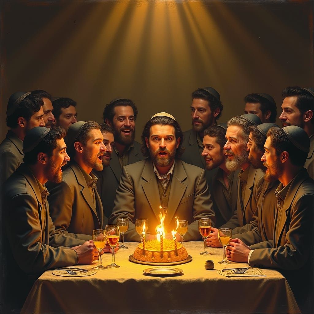 Traditional Haredi Family Shabbat Celebration in Joyful Harm...