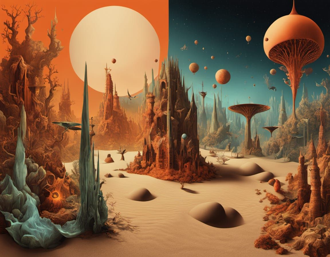 Surreal Aardvark Digging Oasis in Cracked Earth