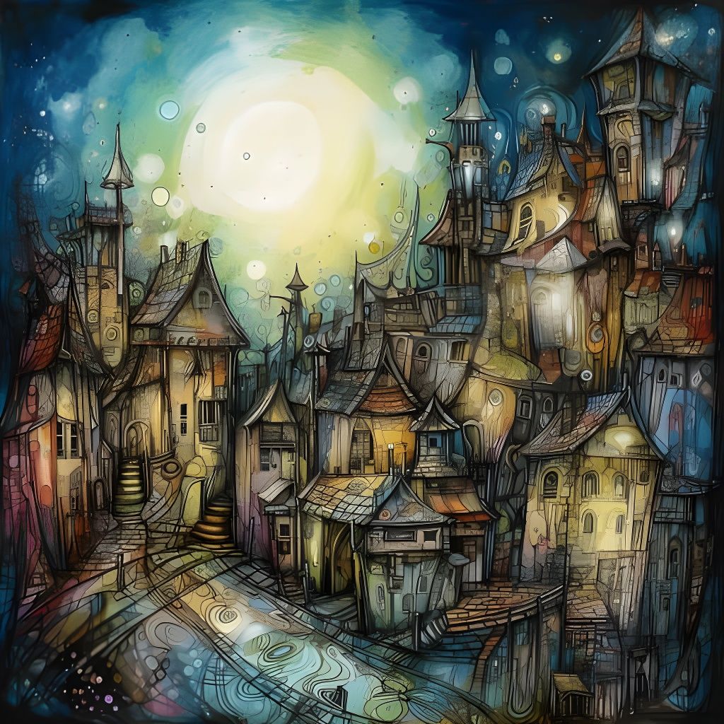 Abstract Village Scene