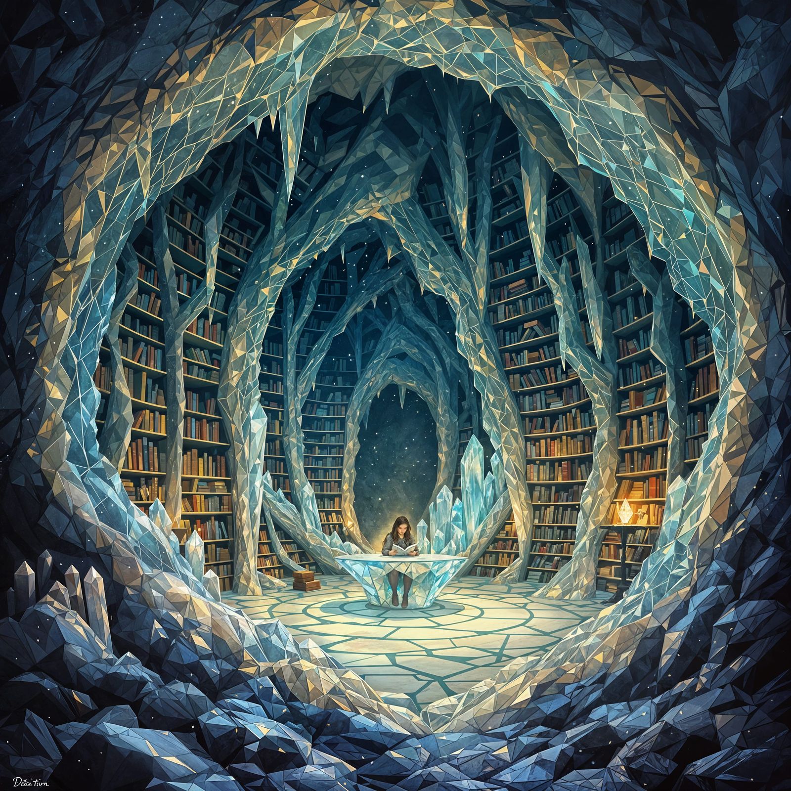 Crystal Cave Sanctuary in Whimsical Fantasy Style