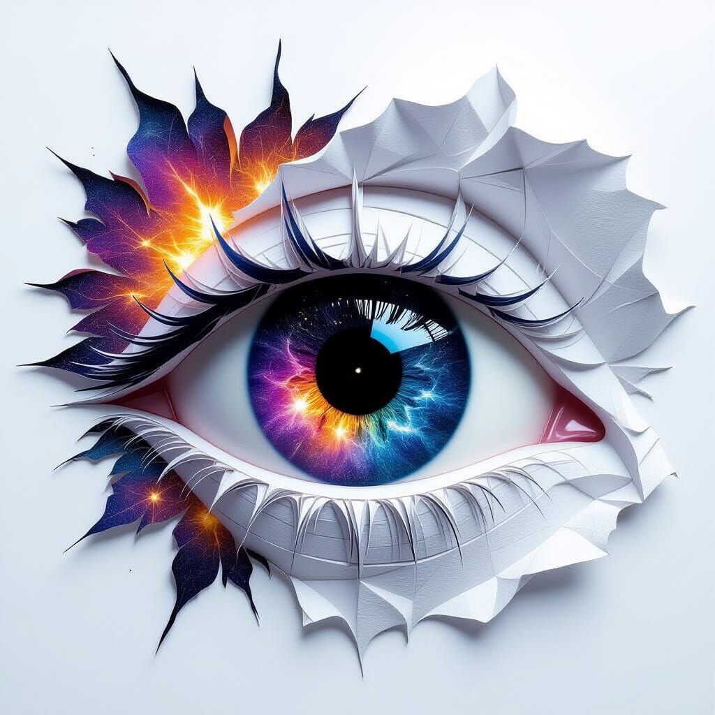 Origami Eye Reflecting Cosmic Explosion