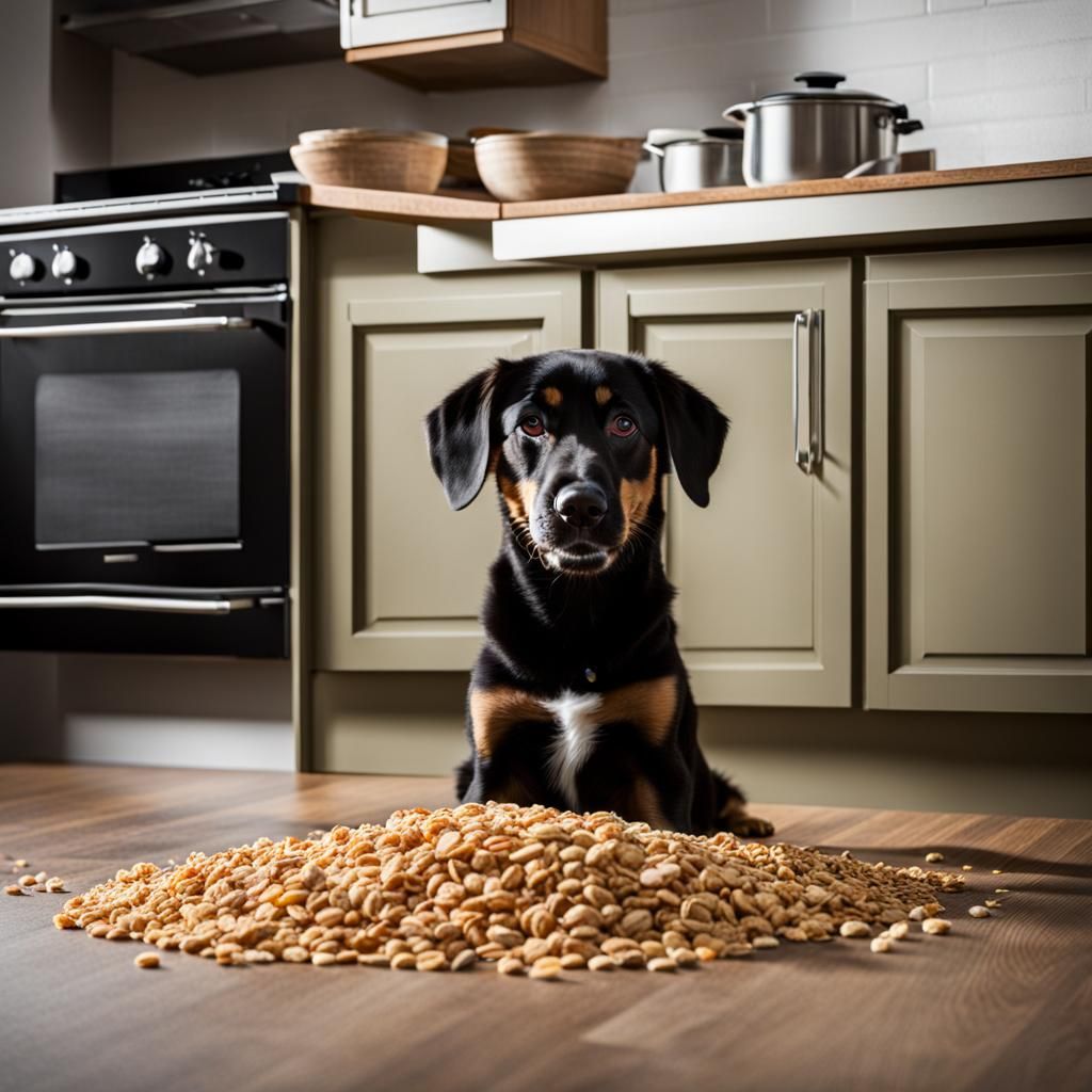 Dog Steals Cereal Under Kitchen Table