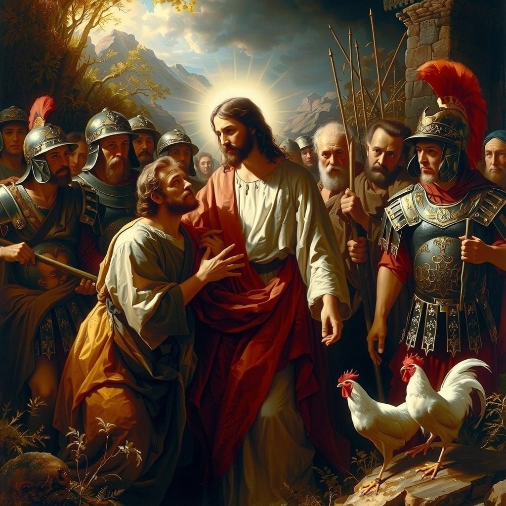 Baroque Jesus Confronts Peter in the Garden of Gethsemane
