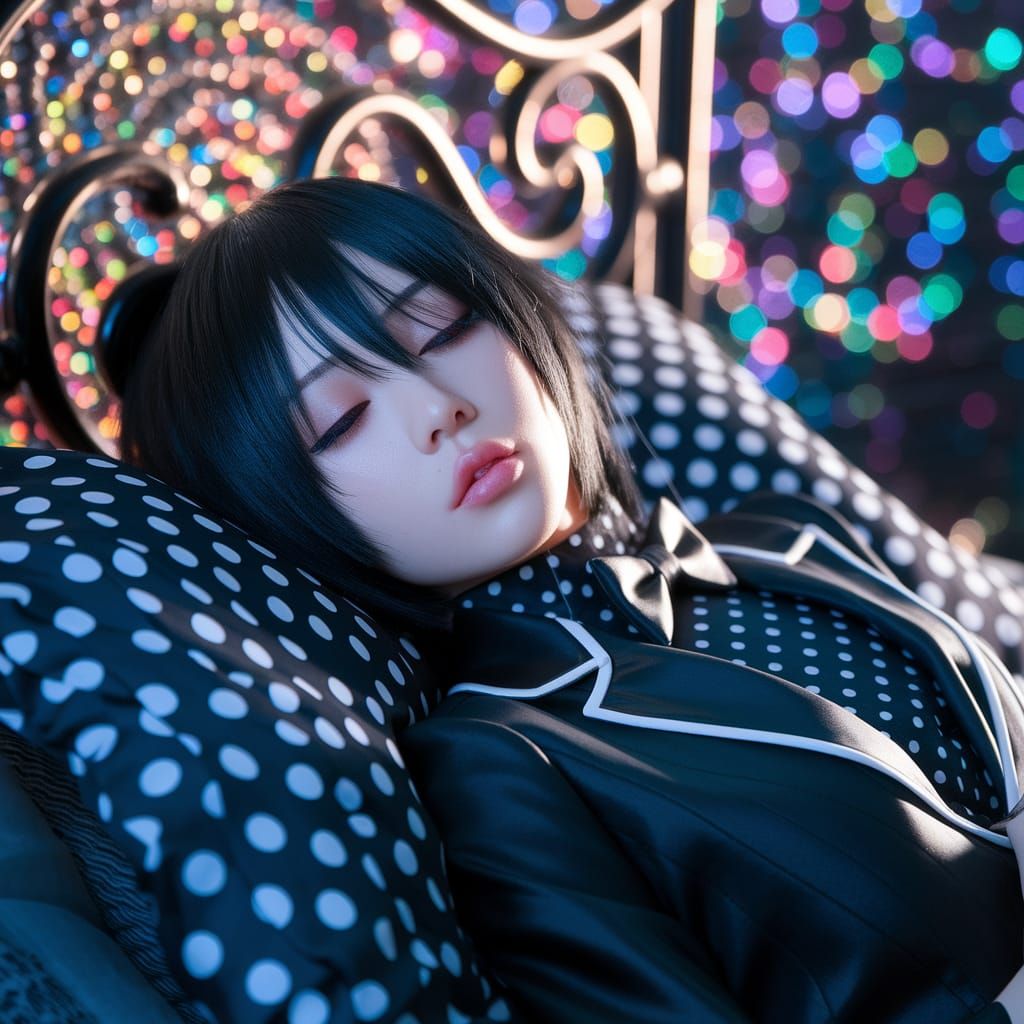 Emo Scene with Polka Dots in Hyperrealistic Style