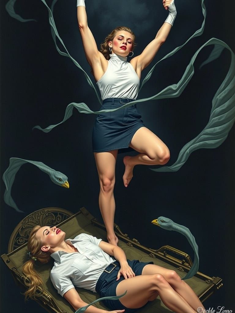 Muscular Women in Intense Fight