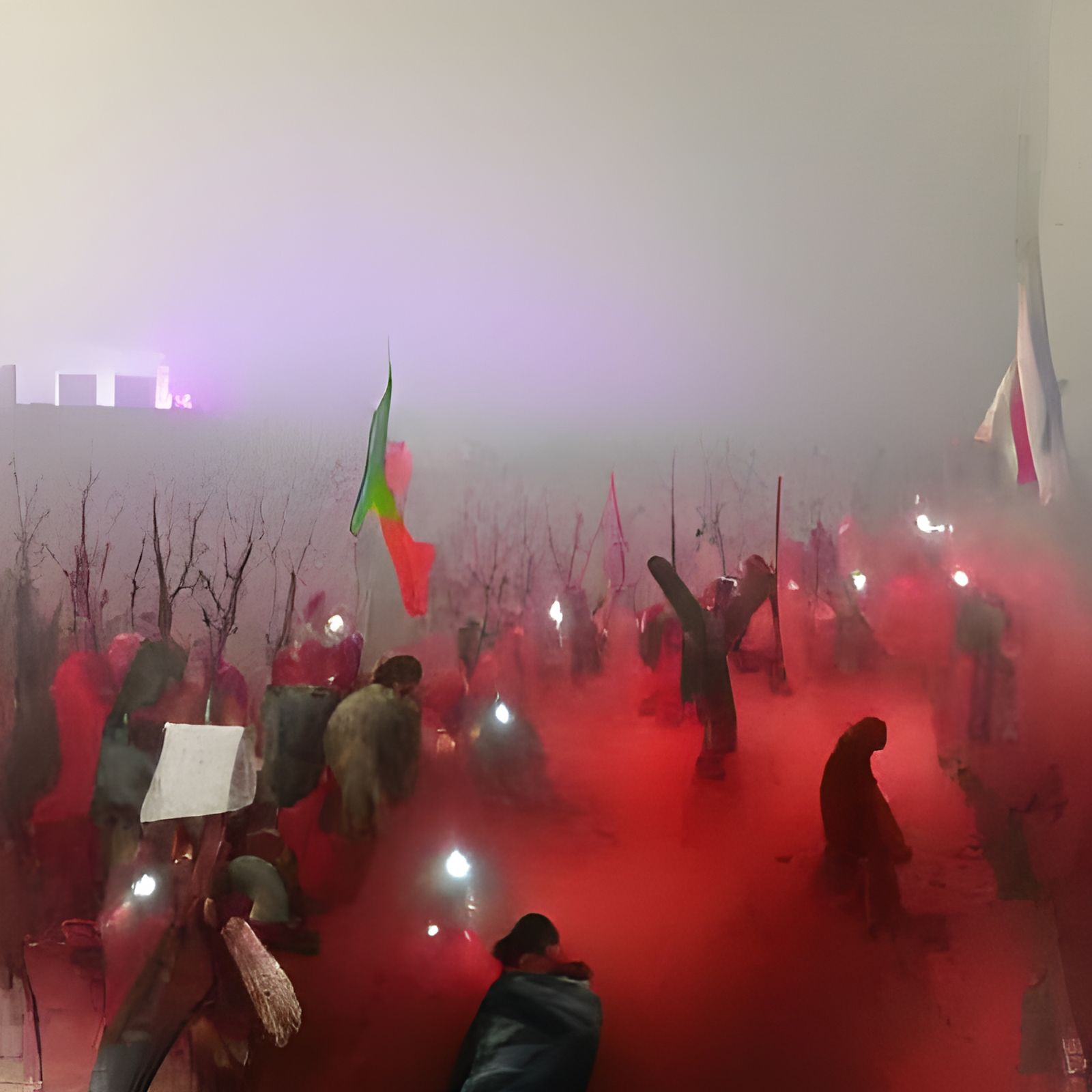 Revolutionary Scene Veiled in Fog