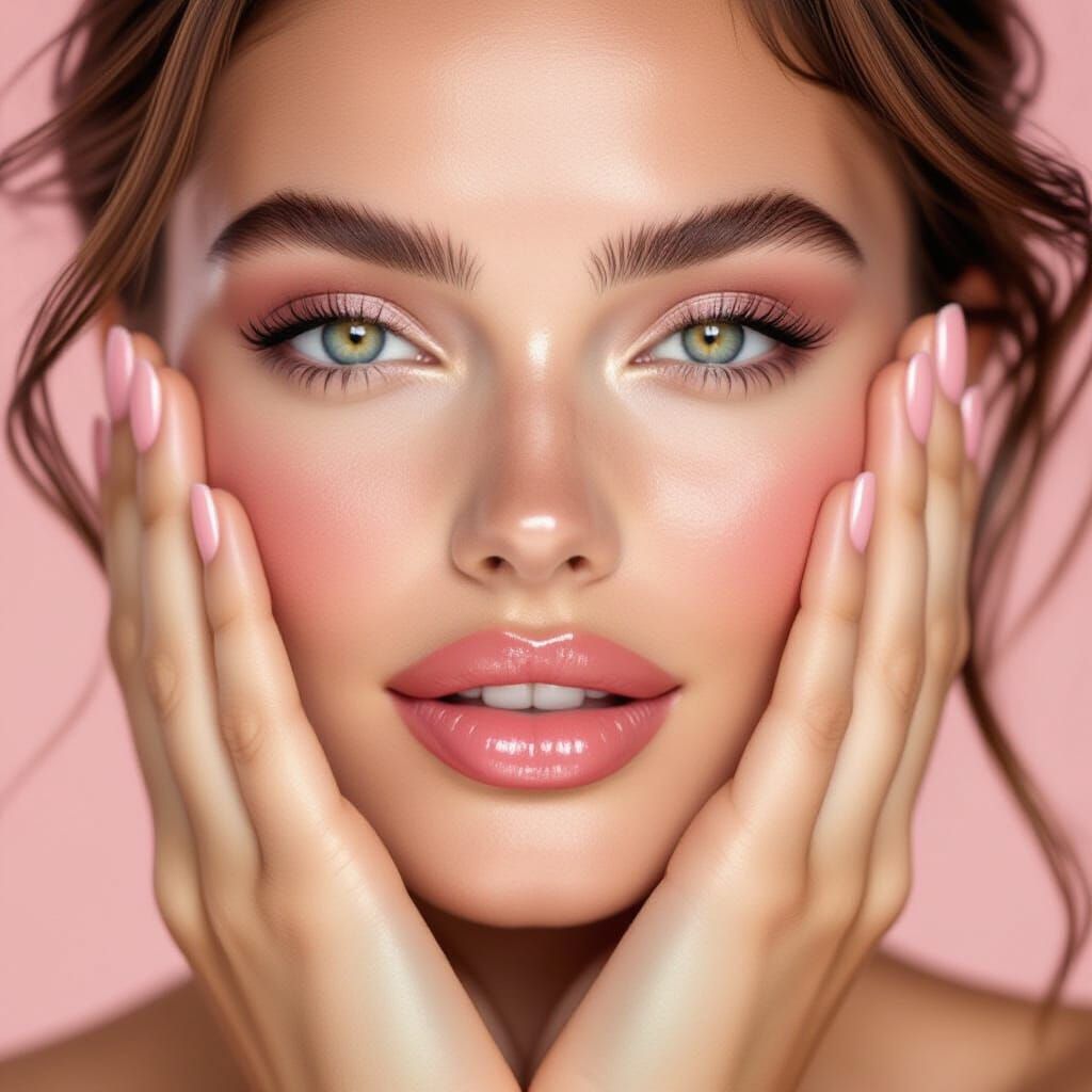 Close-Up Portrait of Woman with Dewy Skin