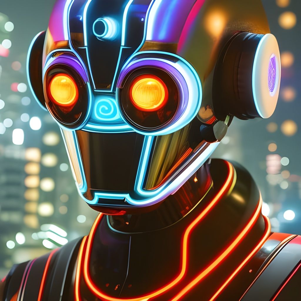 Spacecore Android Portrait in Cyberpunk Style
