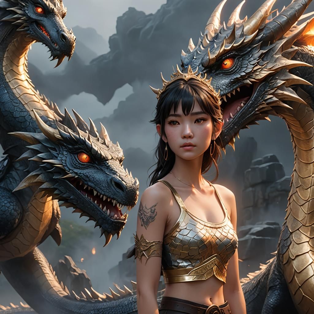 Dragon Queen in Mystical Realm: 3D Anime Art