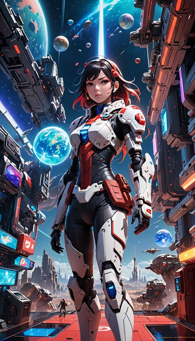 Nintendo Switch Girl in Space: Anime Art