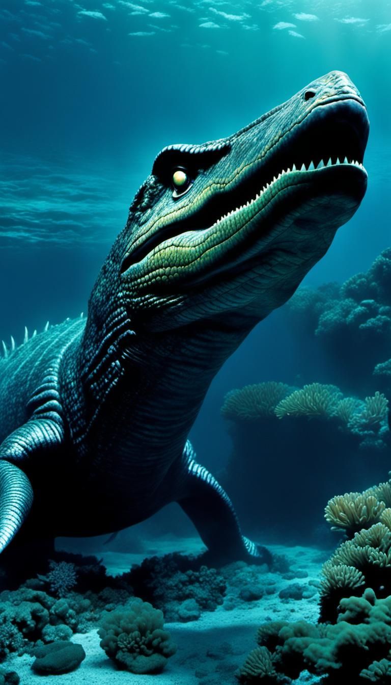 Bioluminescent Pliosaurus in IMAX Film Style