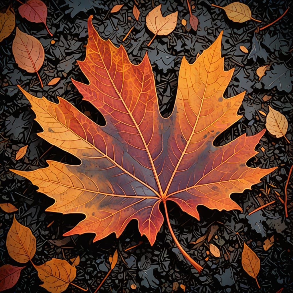 Vibrant Sanguine Leaf Art with Intricate Veins
