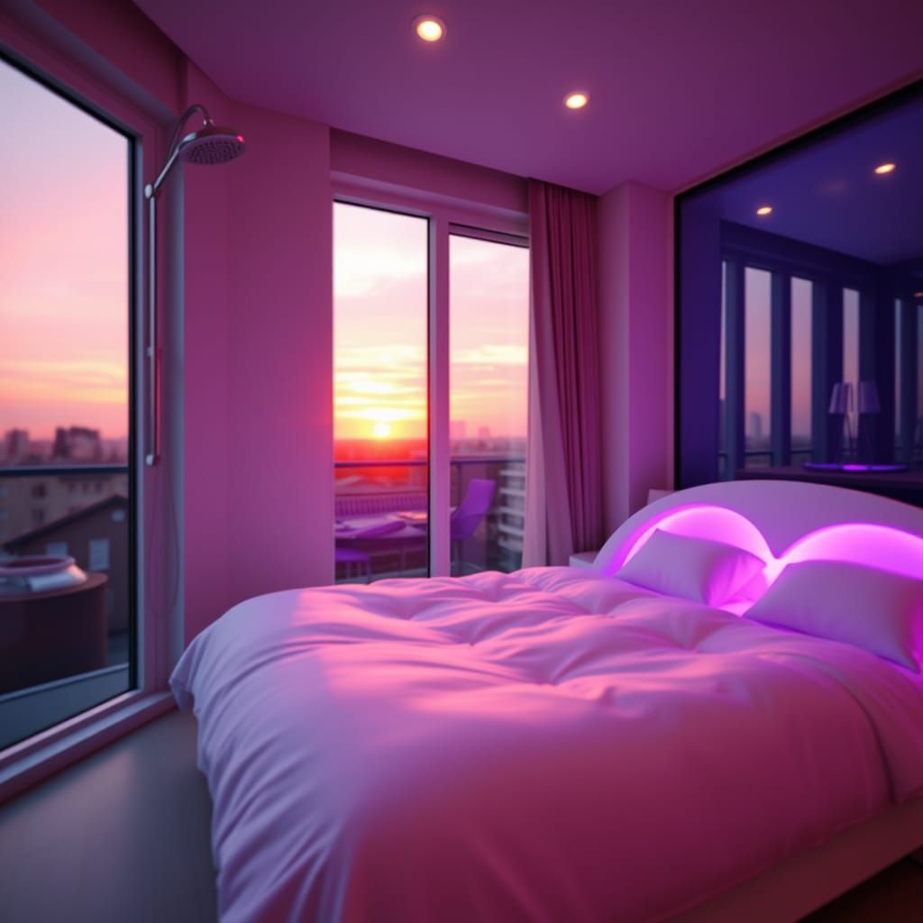 Sunset Light Creates Warm Glow with Bokeh Effect