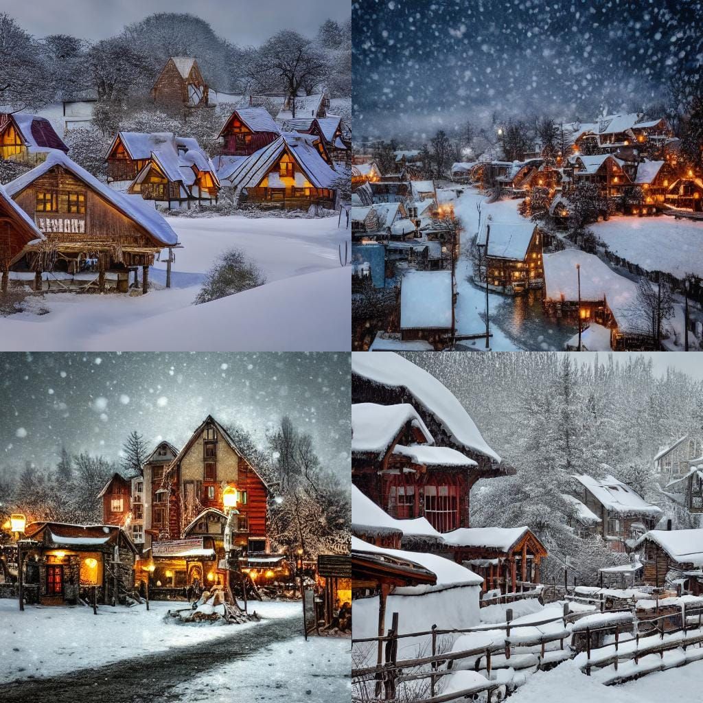 Snowglobe Village in Hyperrealistic Detail