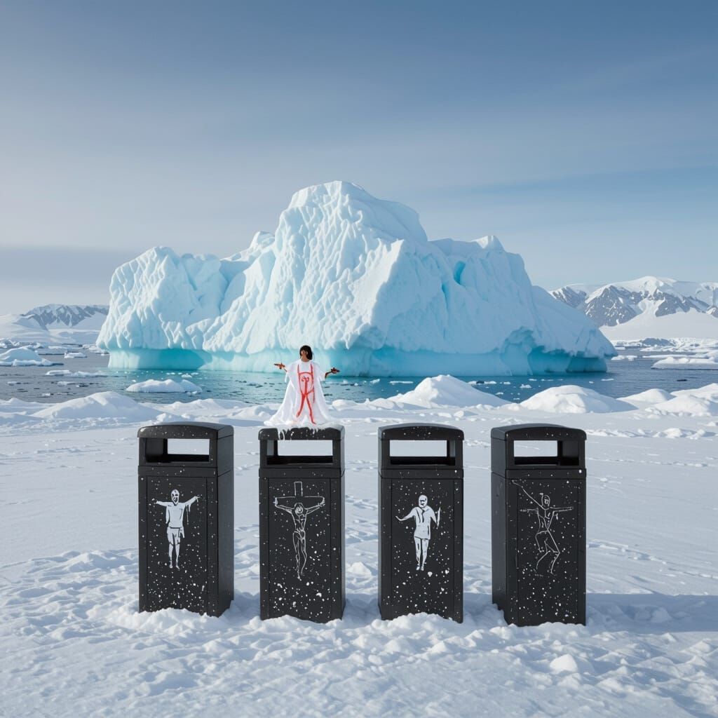 Freckled Litter Bins Perform Exorcism on Iceberg