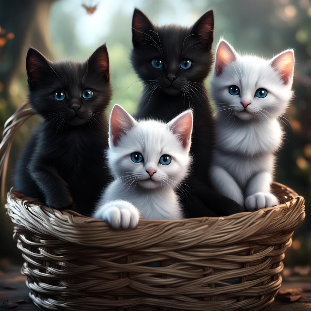 Five Kittens in a Basket: Fantasy Concept Art