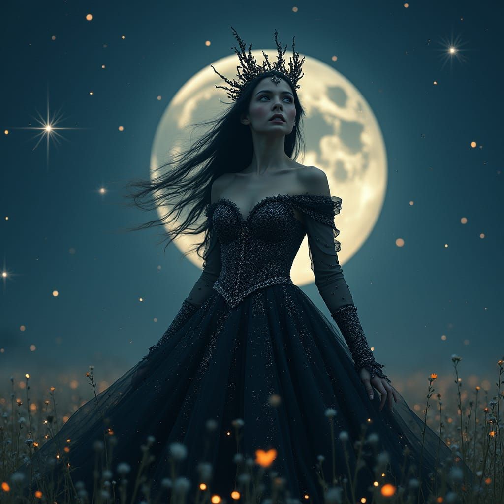 Mystical Night Goddess in Dreamscape