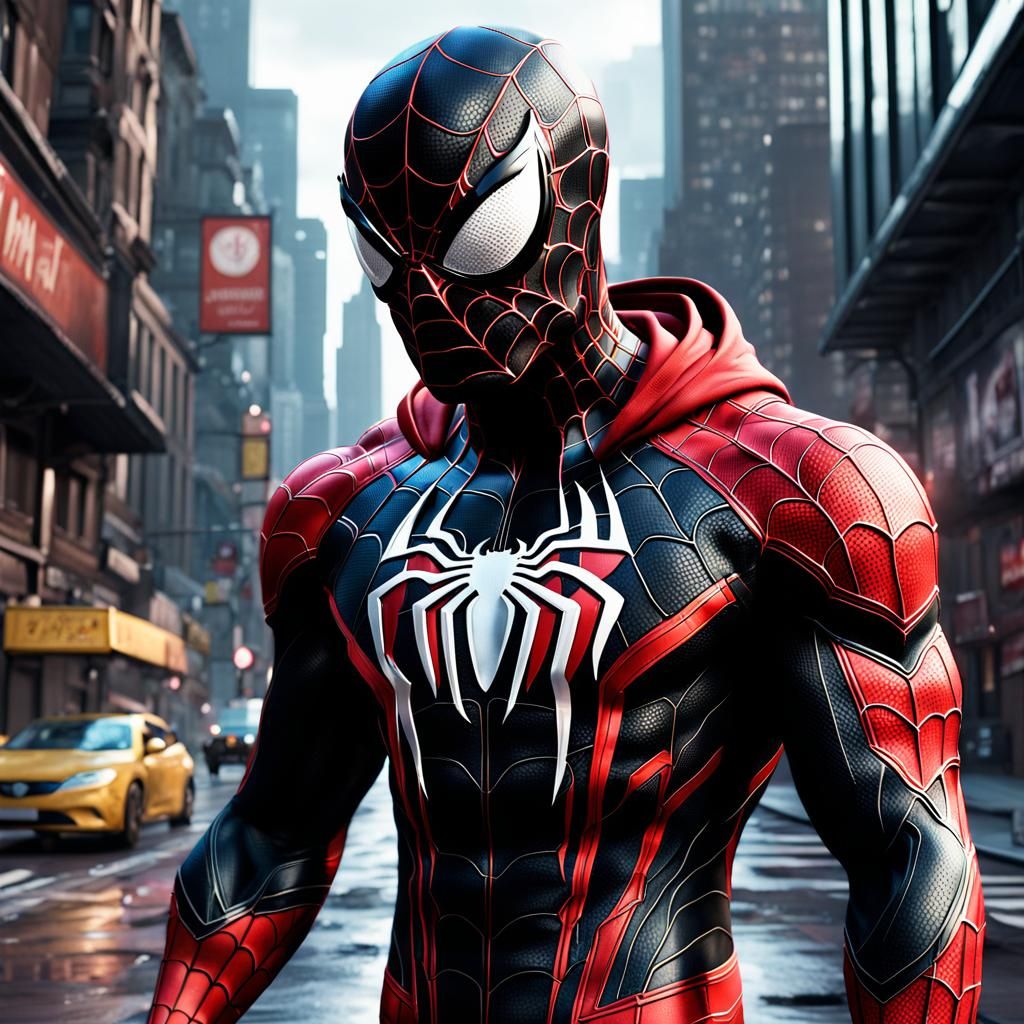 Spider-Man Venom in Hooded Suit: Digital Art