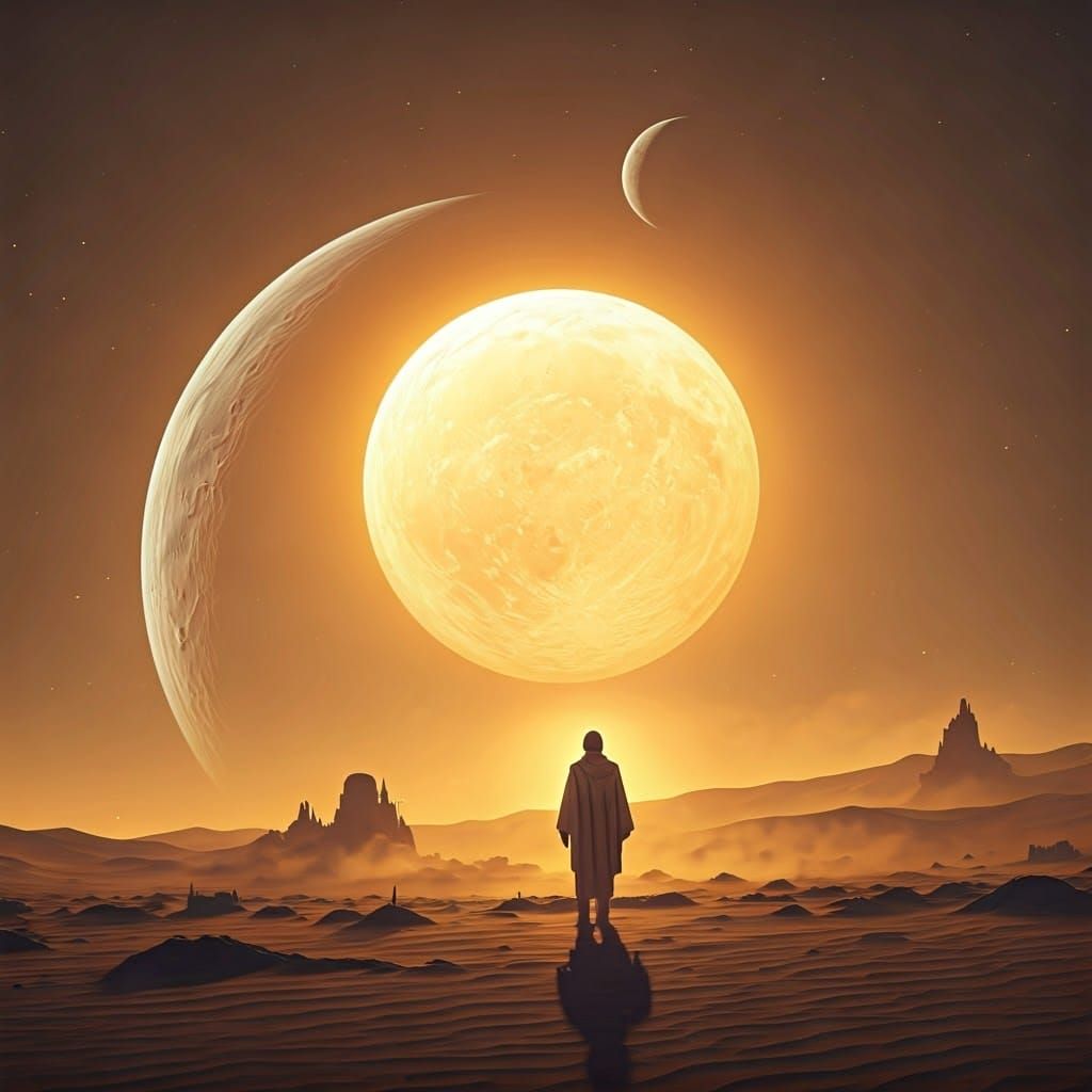 Epic Tatooine Sunset Over Desert Dunes