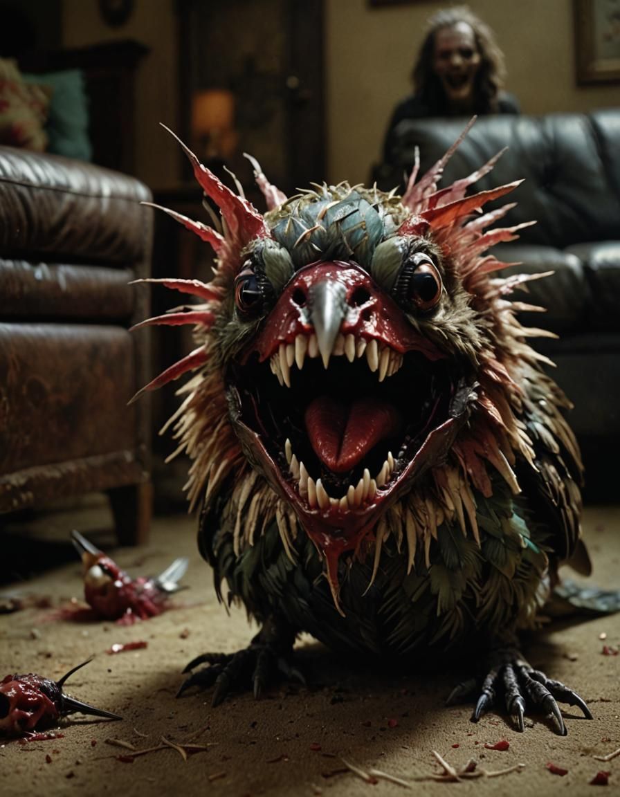 Nightmarish Hairy Hummingbird Hiding Under Sofa