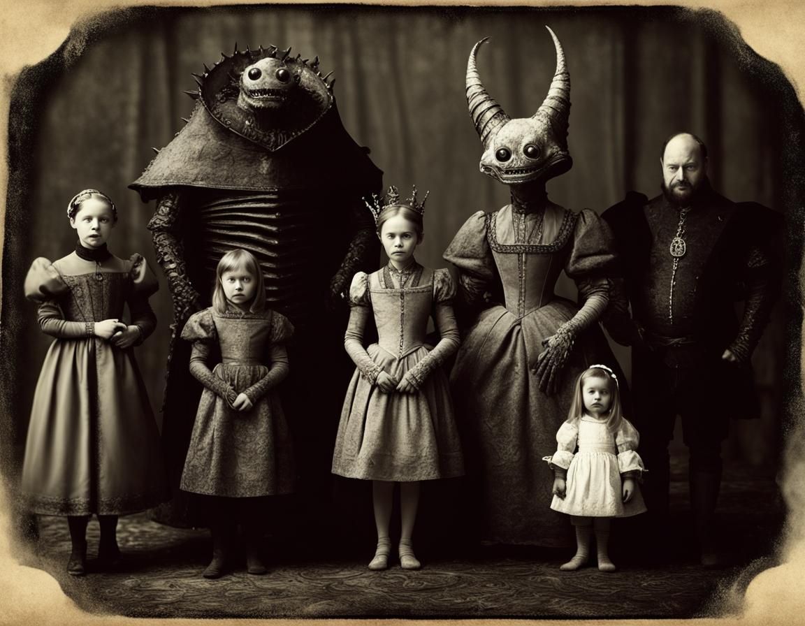 Alien Monster Family in 1500s Style