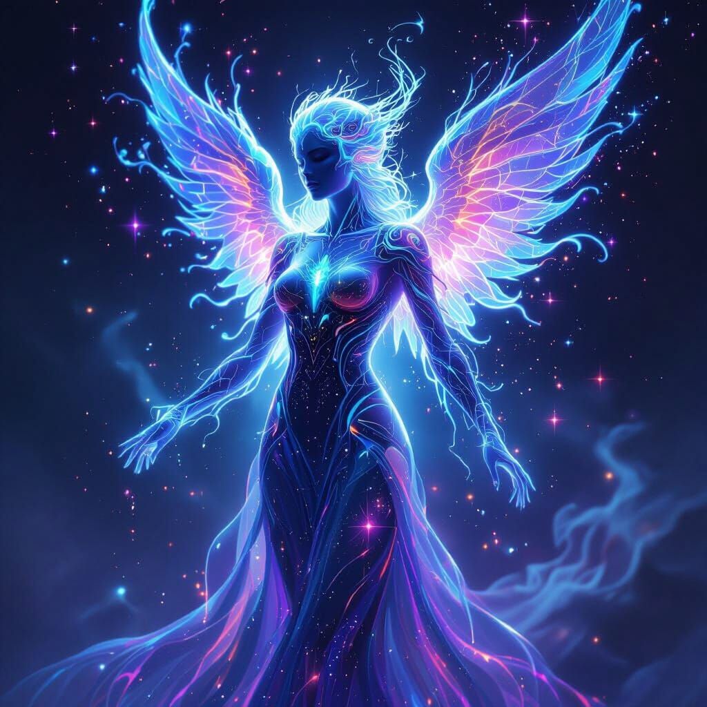 Luminous Liquid Angel of Cosmic Dust and Starlight