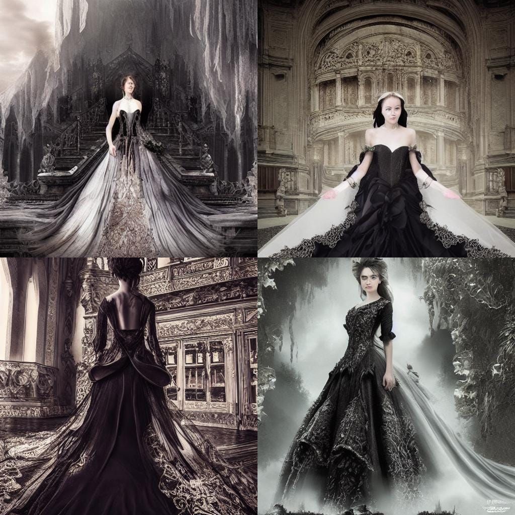Stunning Black Wedding Dress: Digital Matte Painting