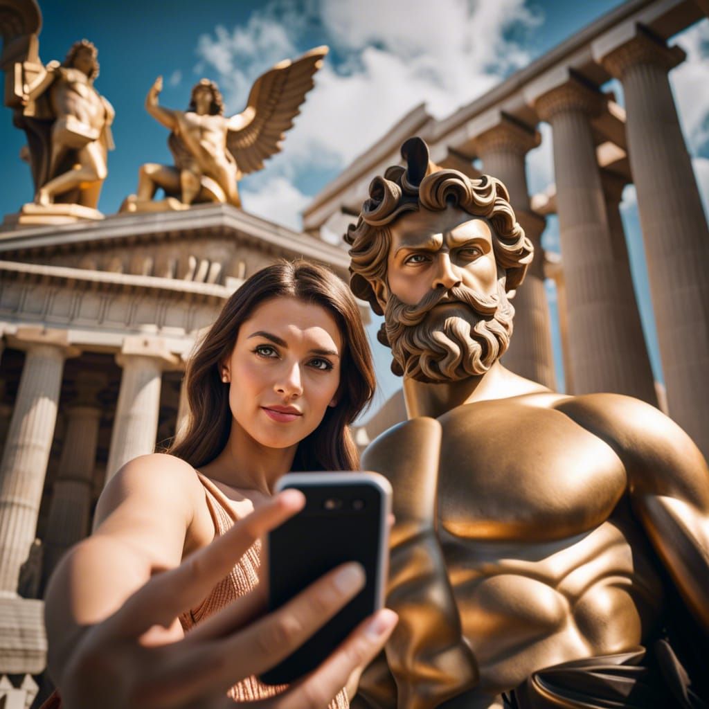 Brunette Takes Selfie With Cronus: Professional Photography