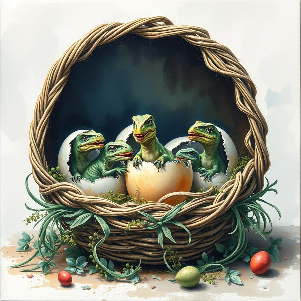 Baby Dinosaurs Emerge from Vibrant Easter Eggs in Impressive...
