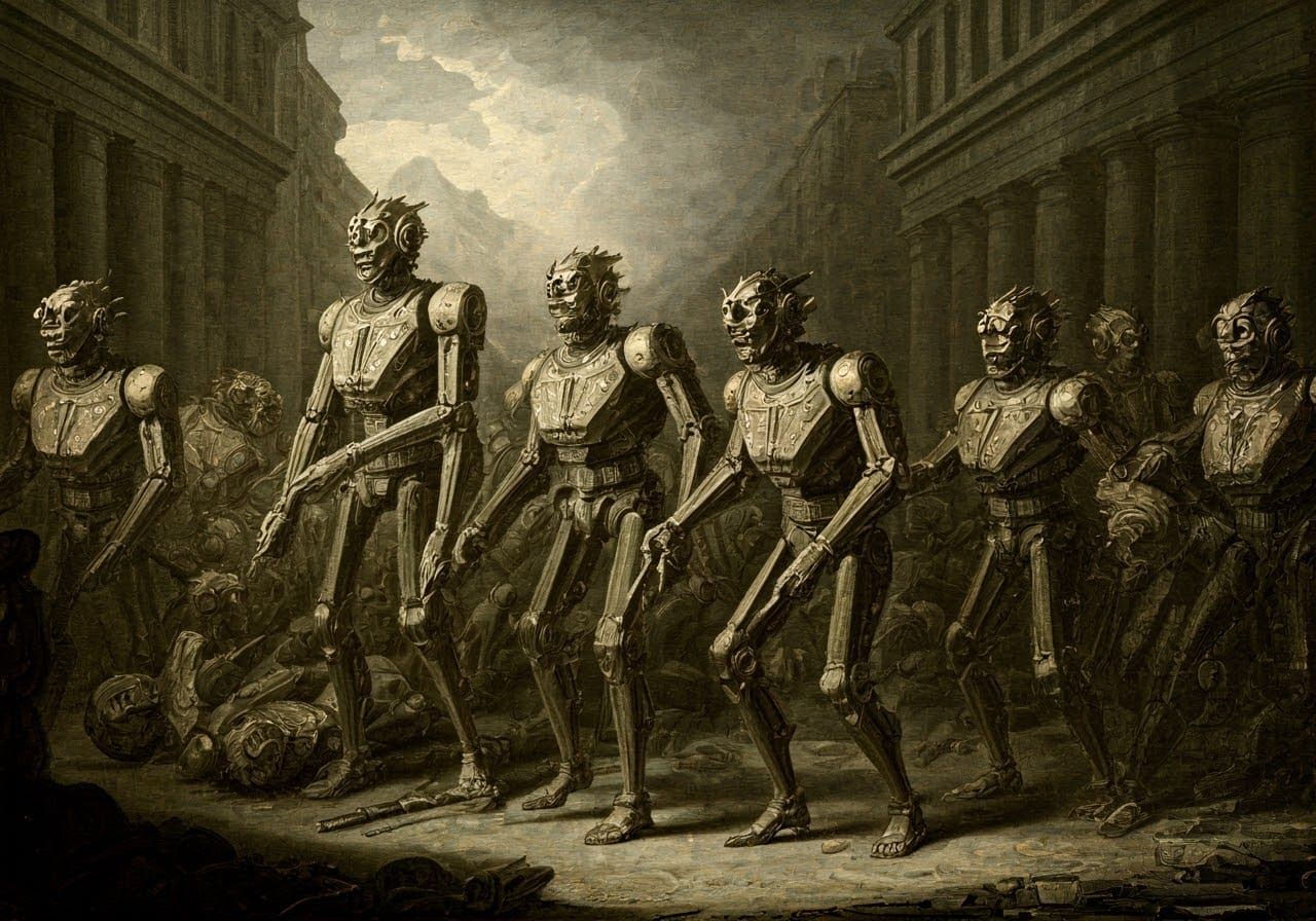 Mechanoid Warriors Reimagining a Neoclassical Painting