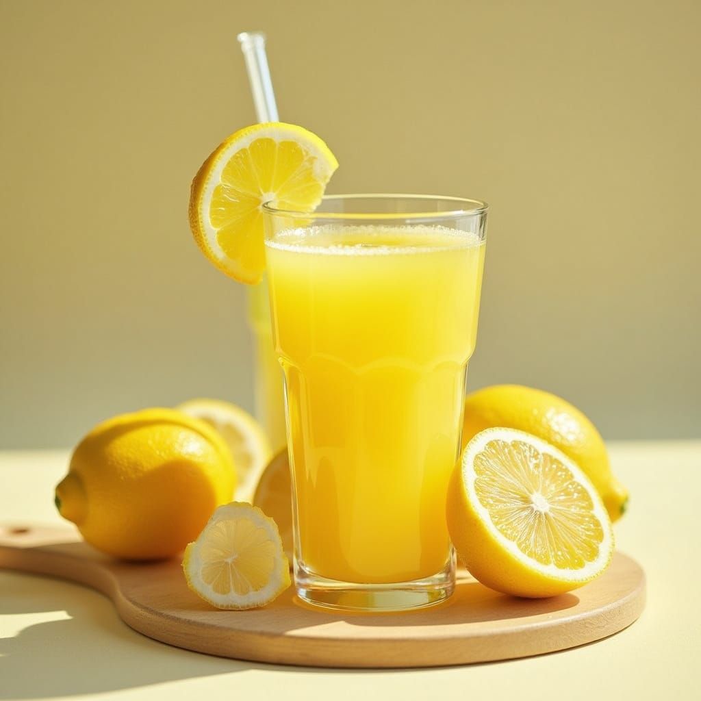 Fresh Lemon Juice Still Life, Digital Art