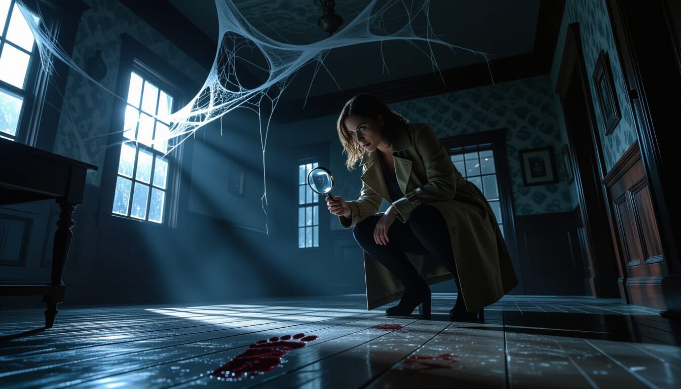 Detective Investigates Haunted Mansion Crime Scene