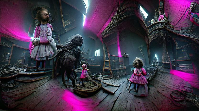 Creepy VR Horror Little Girl in Neon Style
