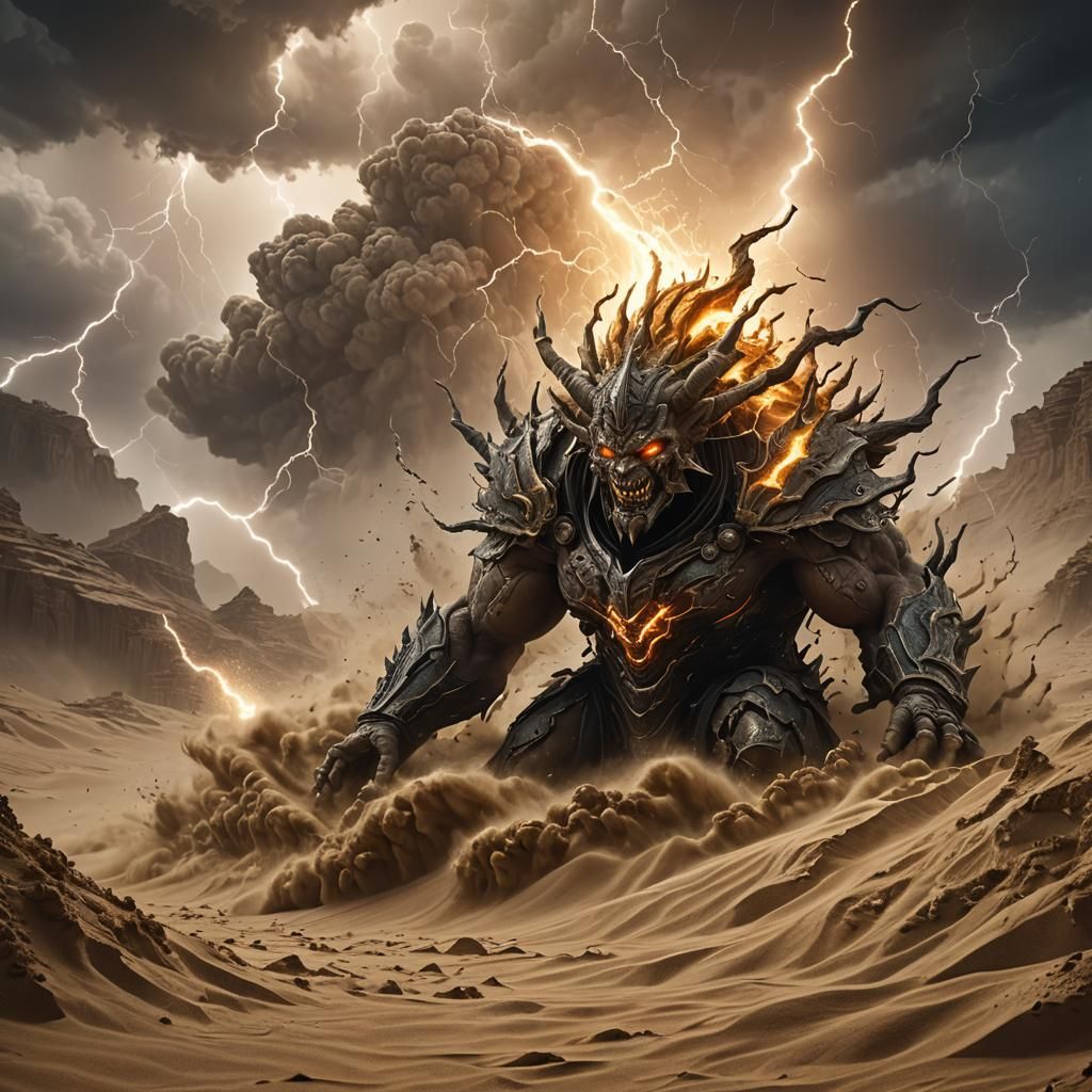 Sand Demon of Lightning: Fantasy Concept Art