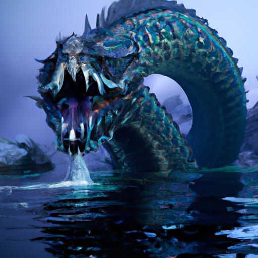 Colossal Aquatic Serpent in Detailed Digital Painting