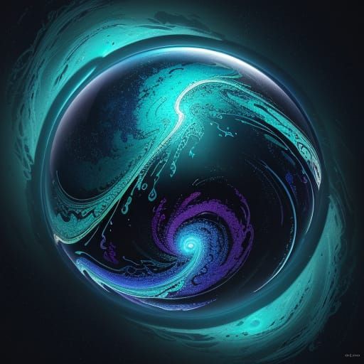 Ethereal Glass Orb in Deep Blue Abyss